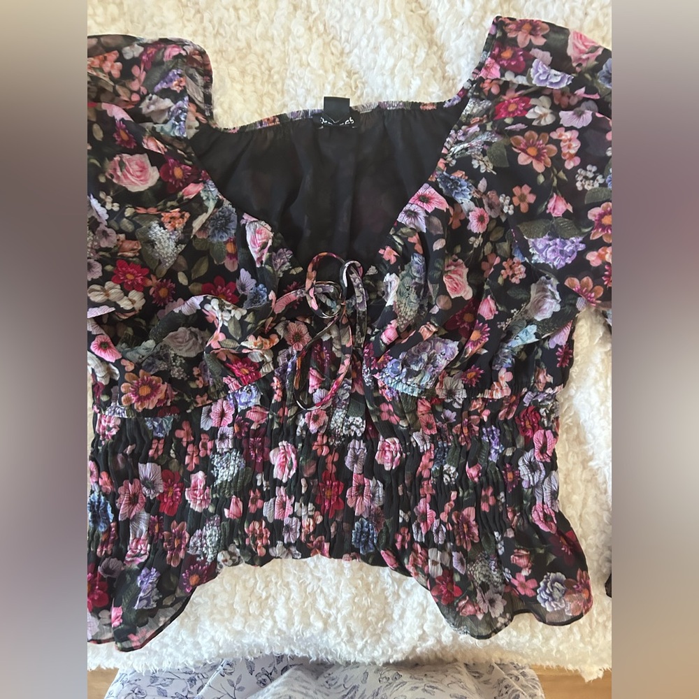 Express Dark Floral Patterned Skirt